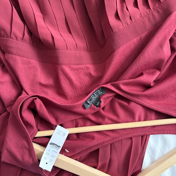 J. Crew Factory Burgundy Pleated Midi Dress - Picture 6 of 6